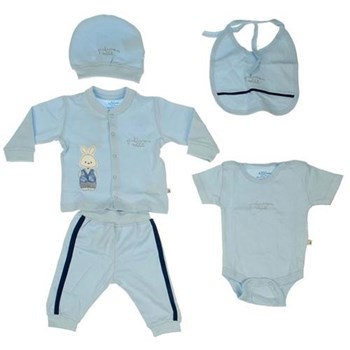 Aziz Bebe 5097 Bebek Set 5li Mavi 0-3 Ay (56-62 Cm) 33442207