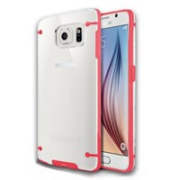 Microsonic Hybrid Transparant Samsung Galaxy S6 Kılıf Kırmızı