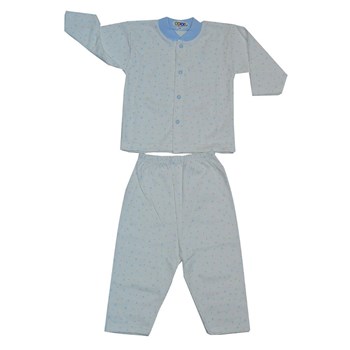 Sebi Bebe 51051 Yaldızlı Bebek Pijama Takımı Mavi 3-6 Ay (62-68 Cm) 33442818