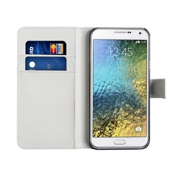 Microsonic Cüzdanlı Deri Samsung Galaxy E7 Kılıf Beyaz
