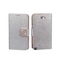 Microsonic Pearl Simli Taşlı Deri Kılıf - Samsung Galaxy Note2 N7100 Beyaz