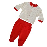Bebetto F828 Puan Penye Mini Pijama Takımı Kırmızı 3-6 Ay (62-68 Cm) 33445797