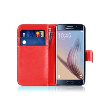 Microsonic Cüzdanlı Deri Samsung Galaxy S6 Edge Kılıf Kırmızı