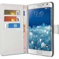 Cüzdanlı Deri Samsung Galaxy Note Edge Kılıf Beyaz