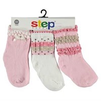 Step Üçlü Dantelli Kız Soket Çorap 0-6 Ay 30477392