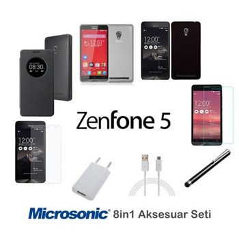 Microsonic Asus Zenfone 5 Kılıf & Aksesuar Seti 8in1