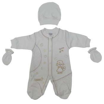 Kardeşler 5036 Kız Bebek Tulumu Krem 0-3 Ay (56-62 Cm) 33445805