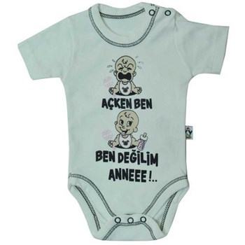 Babycool 2361 Kısa Kol Bebej Body Açken Ben Ben Değilim Krem 9-12 Ay (74-80 Cm) 28823989