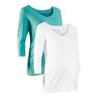 bpc bonprix collection Hamile giyim ikili pakette 3/4 kollu t-shirt - Beyaz 94800195