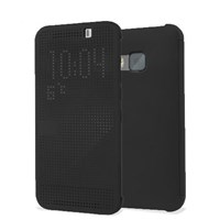 Microsonic View Cover Dot Delux kapaklı HTC One M9 kılıf Akıllı Modlu Siyah