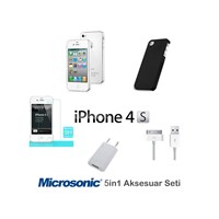 Microsonic iPhone 4 & 4S Kılıf & Aksesuar Seti 5in1