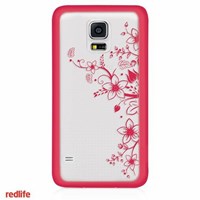 Redlife Galaxy S5 Kabartma Çiçek Desenli Pc Arka Kapak Pembe
