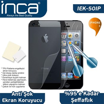 INCA iPhone 5 Uyumlu Çizilmez Anti-Şok Şeffaf Ekran Koruyucu IEK-50IP