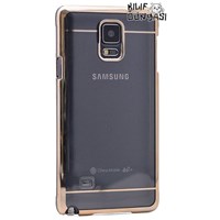Samsung Galaxy Note 4 Metal Elegance Şeffaf Sert Kapak Altın
