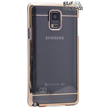 Samsung Galaxy Note 4 Metal Elegance Şeffaf Sert Kapak Altın
