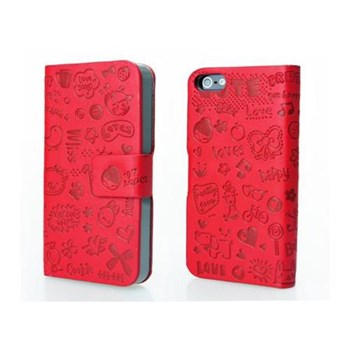 Microsonic Cute Desenli Deri Kılıf Iphone 4s Kırmızı
