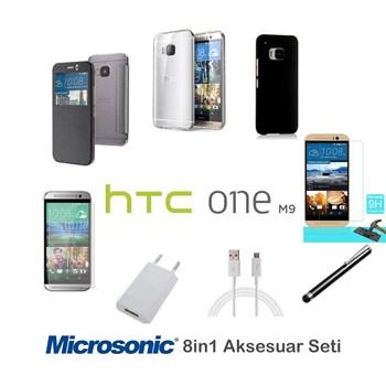 Microsonic HTC one M9 Kılıf & Aksesuar Seti 8in1