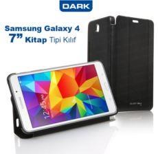 Dark Galaxy Tab4 T230 7- Uyumlu Akıllı Deri Kılıf Book Cover - Siyah