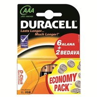 Duracell 6+2 AAA Size İnce Kalem Pil