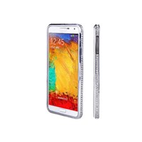 Microsonic Samsung Galaxy Note 4 Taşlı Metal Bumper Kılıf Gümüş