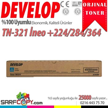 Develop TN-321C Orjinal Mavi Toner, İneo +224 / +284 / +364