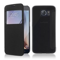 Microsonic View Cover Delux Kapaklı Samsung Galaxy S6 Kılıf Siyah