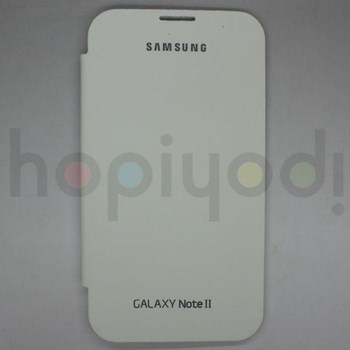 Samsung Galaxy Note 2 N7100 Kılıf Flip Cover Kapaklı Beyaz