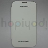 Samsung Galaxy Note 2 N7100 Kılıf Flip Cover Kapaklı Beyaz