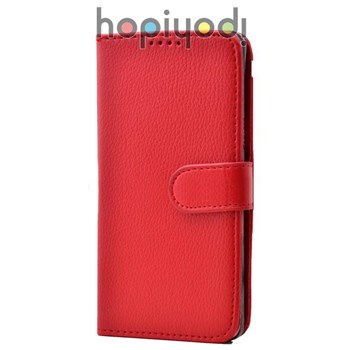 Samsung Galaxy E5 Kılıf Sola Açılan Lüks Cüzdan Kırmızı