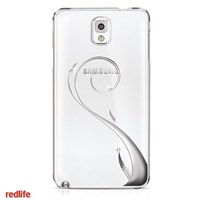 Redlife Galaxy Note3 Swarovski Taşlı Filiz Desenli Pc Arka Kapak Gümüş