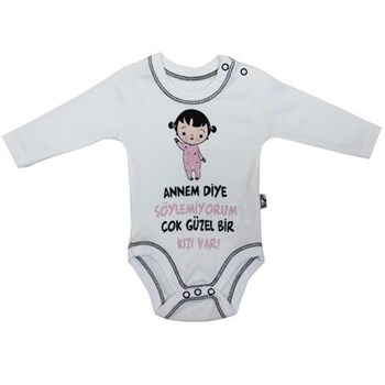 Babycool 1262577 Esprili Annem Diye Söylemiyom Uzunkol Body Krem 3-6 Ay (62-68 Cm) 30281002