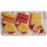 Sebi Bebe 319 3lü Bebek Çorabı Sarı-Kırmızı 0-3 Ay (56-62 Cm) 21489246