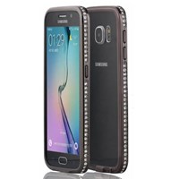 Microsonic Samsung Galaxy S6 Kılıf Taşlı Metal Bumper Siyah