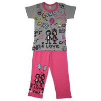 Roly Poly 1560 Kız Çocuk Pijama Takımı Gri-fuşya 4 Yaş (104 Cm) 24187778