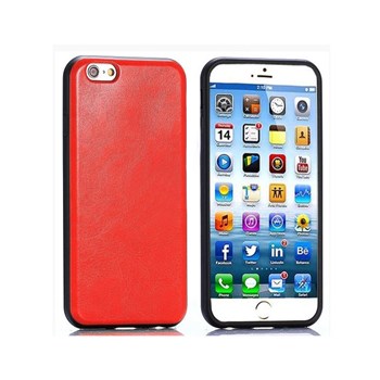 Cesim Leatherette Silikon iPhone 6 Kılıf Kırmızı