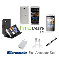 Microsonic HTC Desire 616 Kılıf & Aksesuar Seti 6in1