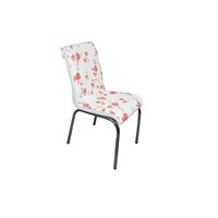 Mavi Mobilya Sandalye Kırmızı Çiçek Suni Deri (4 Adet)