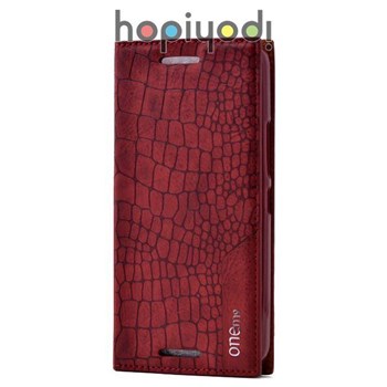 HTC One M9 Kılıf Viper Kapaklı Gizli Mıknatıslı Kırmızı Koyu