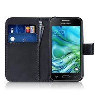 Microsonic Samsung Galaxy J1 Kılıf Cüzdanlı Deri Siyah