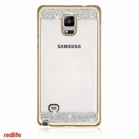 Redlife Galaxy Note 4 Orjınal Desen Bol Taşlı Pc Arka Kapak Altın