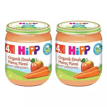 Hipp 4+ Ay 2x125 gr Organik Elmalı Havuç Püresi Kavanoz Maması