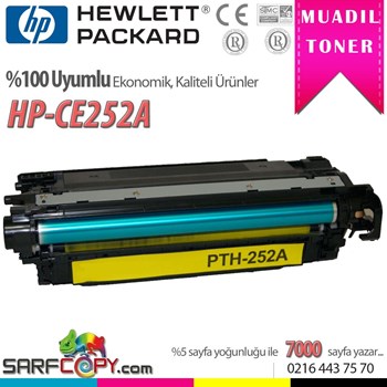Muadil HP CE252A A+ Sarı Toner 504A, ColorLaserjet CP3525N Sarı Toner