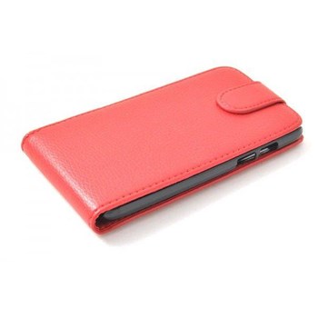 HTC Desire 500 Kılıf Deri Kapaklı Kırmızı
