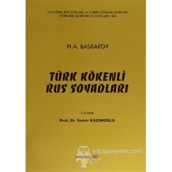 Türk Kökenli Rus Soyadları - N. A. Baskakov 3990000011408