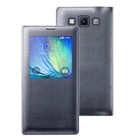 Microsonic View Cover Delux Kapaklı Samsung Galaxy E7 Kılıf Akıllı Modlu Siyah