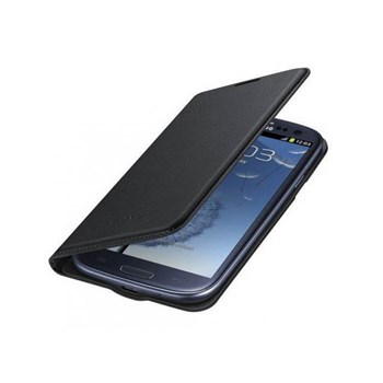 Samsung S3 Flıp Cover Siyah Deri Cep Telefonu Kılıfı