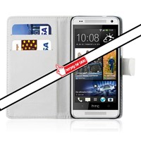 HTC One Mini Standlı Cüzdanlı Beyaz Deri Kılıf