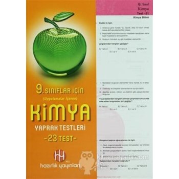 9. Sınıflar İçin (Uygulamalar İçeren) Kimya Yaprak Testleri (23 Test) - Kolektif 9786055379414