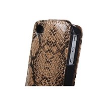 Microsonic Snake Leather Flip Case Deri Kılıf Iphone 4 Kahverrengi