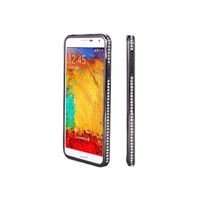 Microsonic Samsung Galaxy Note 4 Taşlı Metal Bumper Kılıf Siyah